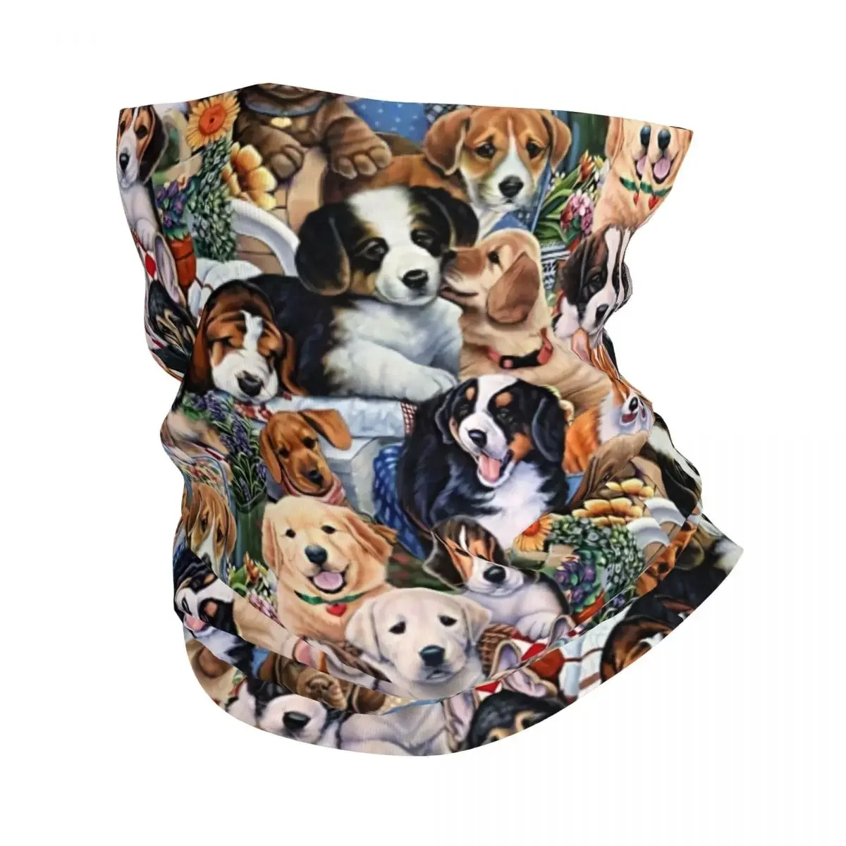 Cute Dachshund Border Collie Poodle Bulldog Collage Bandana Neck Gaiter UV Protection Face Scarf Cover Headband Tube Balaclava