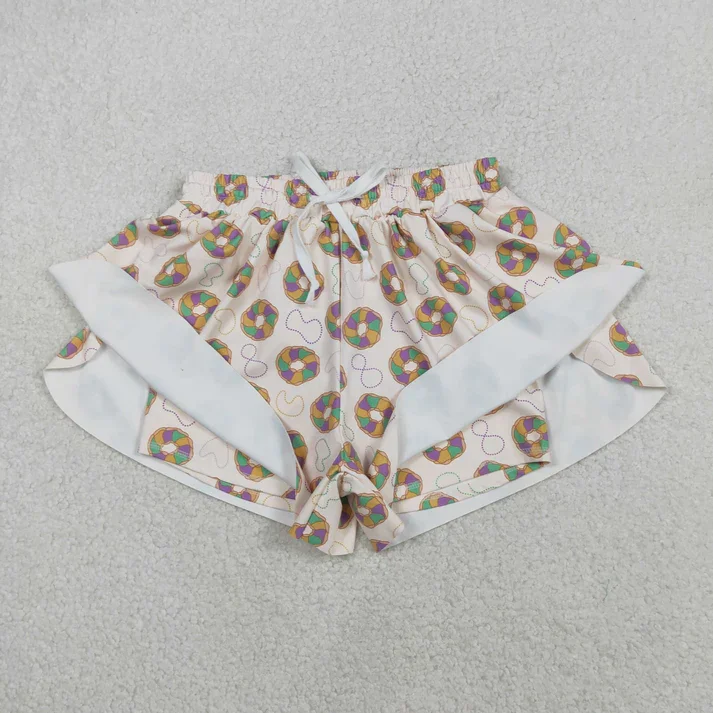 

SS0680 Шорты для йоги для взрослых женщин Mardi Gras Bottom Flutter