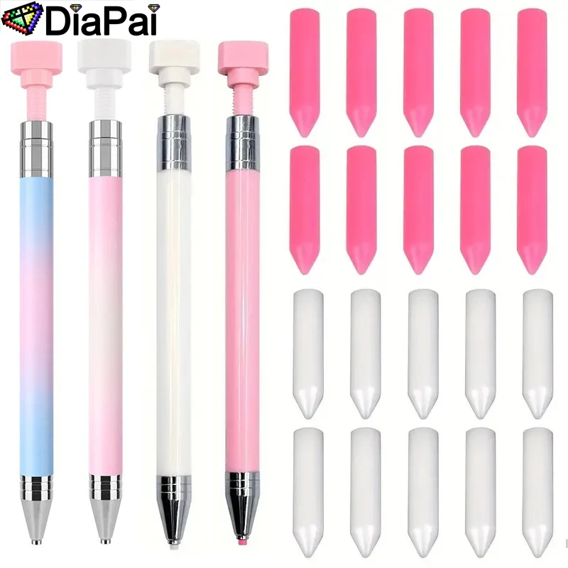 DIAPAI 11-Piece Set Diamond Painting Tools with 1 Rotating Pen, 10 Wax Pieces , Diamond Art Accessories Kit for Sticky Drills