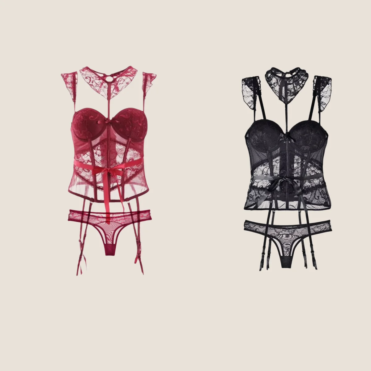 

Sexy Fashion Lace Slim Underwear Women Tight Suspenders Corset Set Slimming Belt Transparent Tight Underwear Temptation Suit