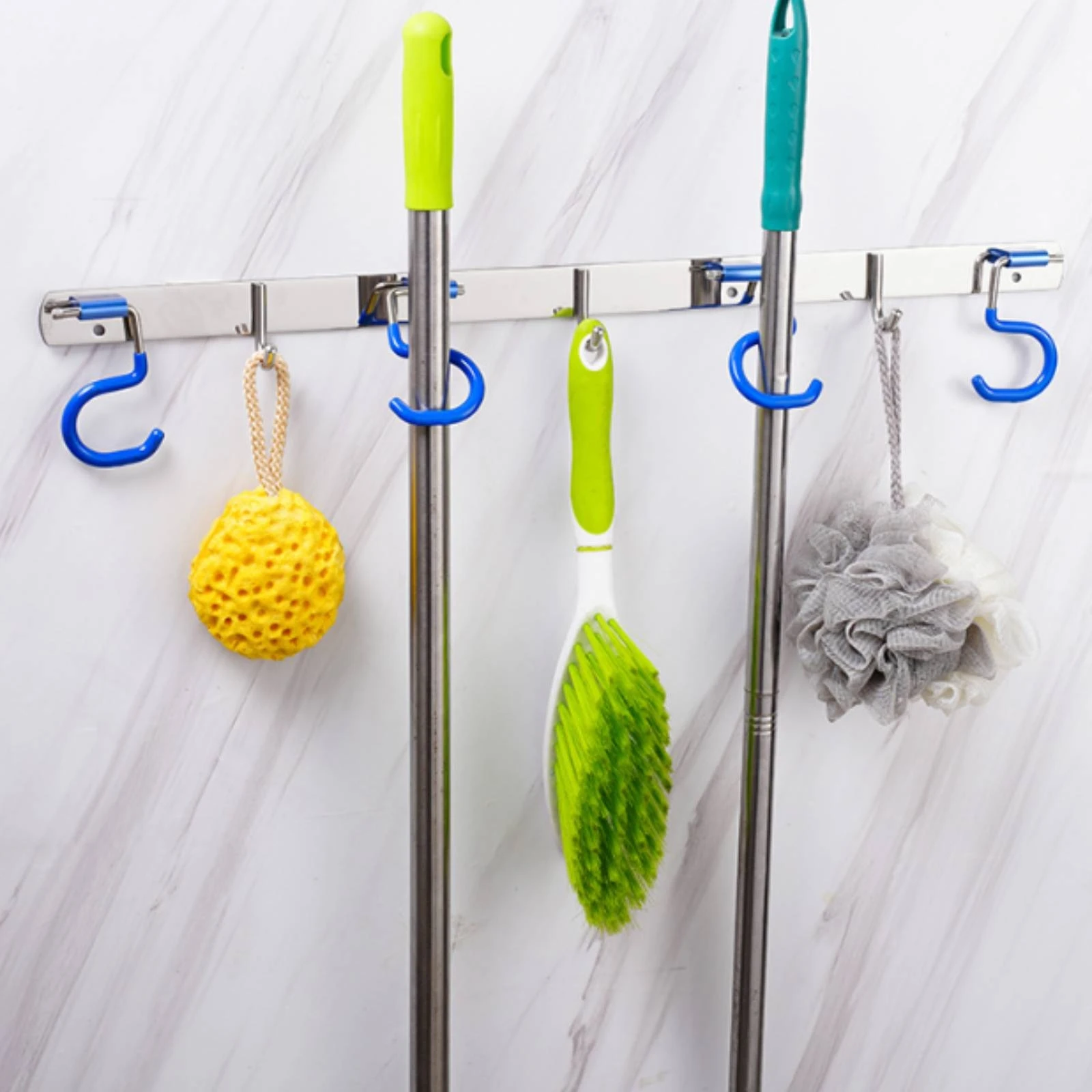 Hook Rack with Plastic-Coated Hooks Space-Saving Stainless Steel Hook Rack Key Holder Heavy-Duty Hardware Sturdy for Homeowners
