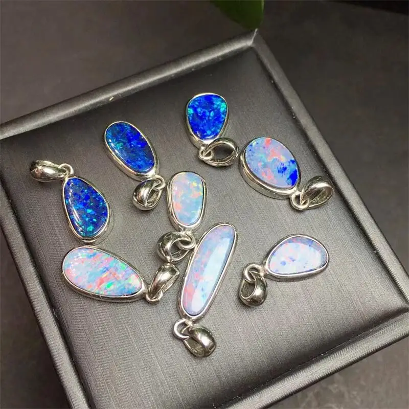 

S925 Natural Australian Colored Opal Carving Pendant Necklace Crystal Carved Figurine Gift Fashion Jewelry For Women