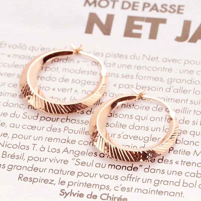 New in Fashion 585 Purple Gold Exaggerated Shiny earrings for women Simple Plating 14K Rose Gold Classic earings Buckle Jewelry