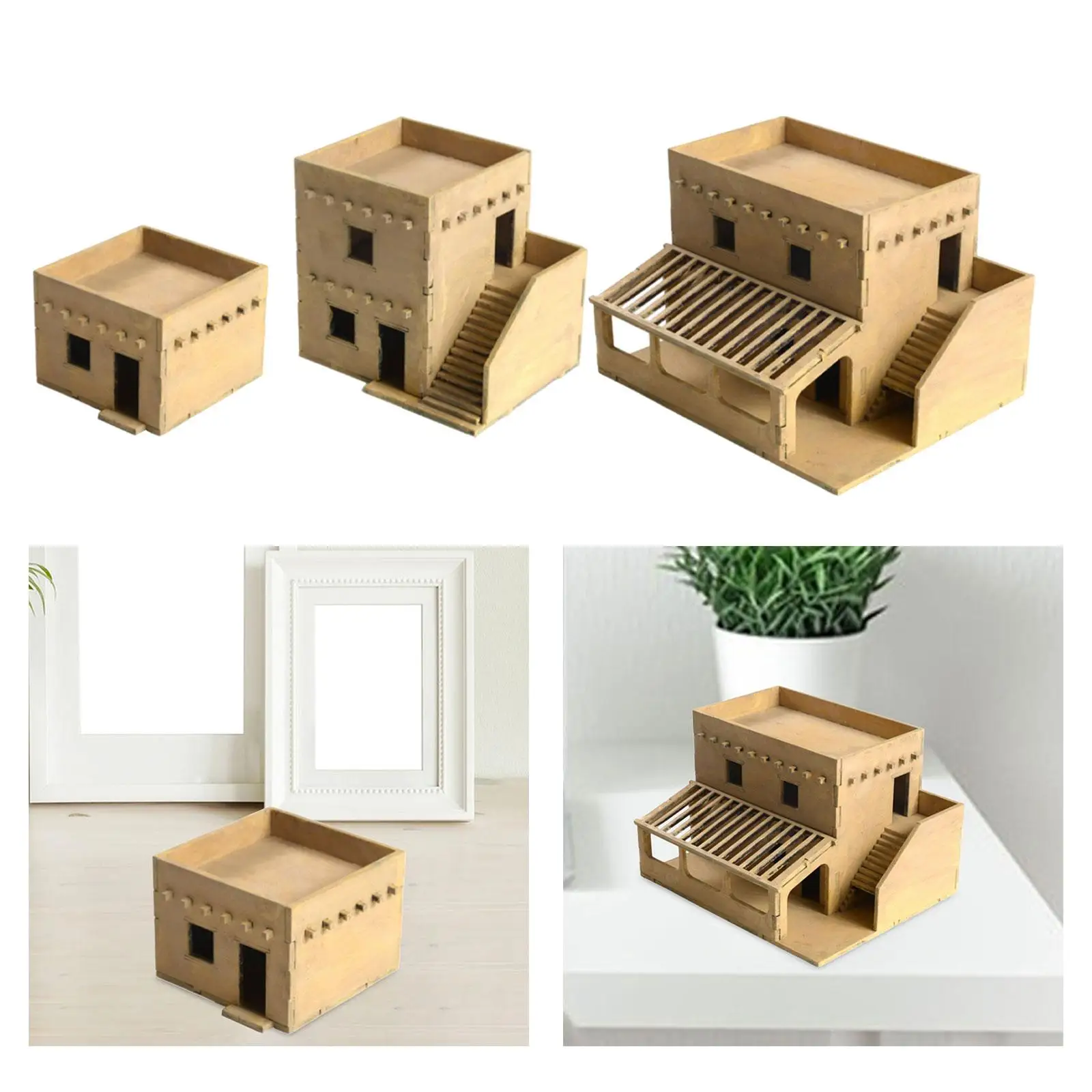 1/72 Miniature Wooden House Architecture Scene Layout Scenery for Sand Table Micro Landscape Diorama Model Railway Accessory