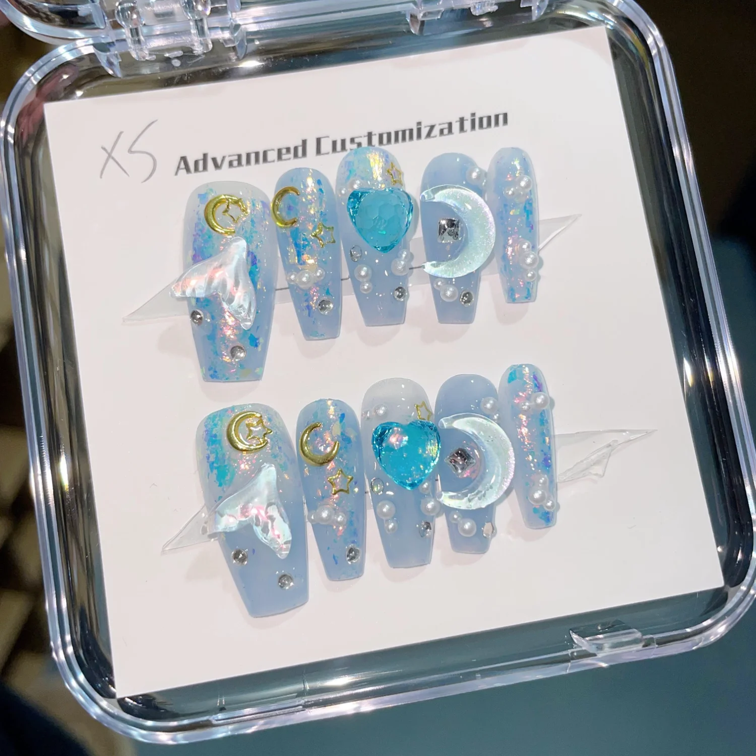 

Накладные ногти ручной работы, накладные ногти со звездами, накладные ногти с полным покрытием для женщин и девочек