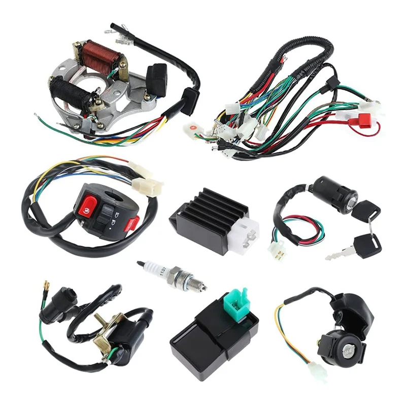 Kit de ignição de linha de chicote de partida AF93 Acessórios ATV 70 90 110CC Chicote de fiação de veículo completo