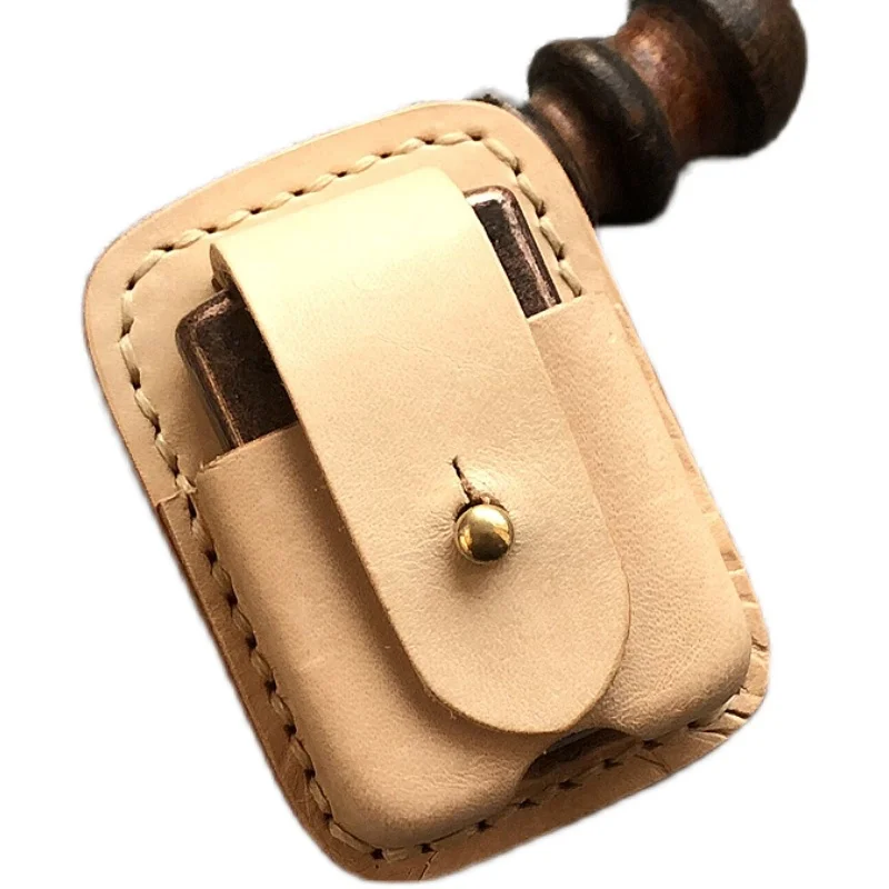 Lighter Storage Holster Hanging Waist Belt Bag Lighter Genuine Leather Button Protective Sleeve L for Zipp Lighter Shell