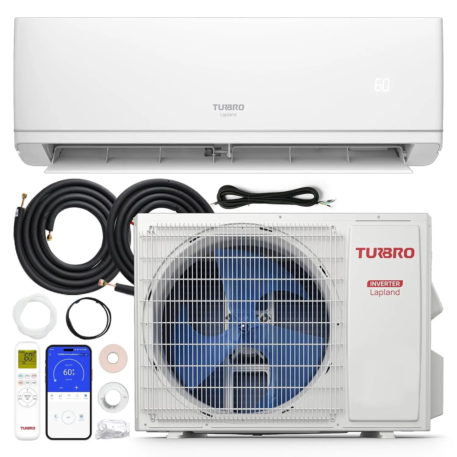 12,000 BTU Ductless Mini Split Inverter AC with Heat Pump, 24 SEER2, 208-230V, 1 Ton, Pre-Charged Evaporator, Works, Custom