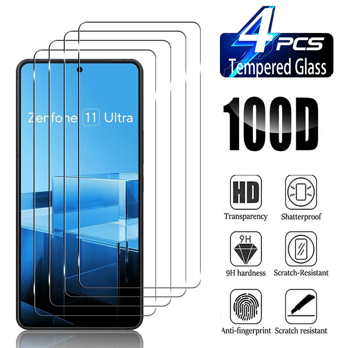 

For ZenFone 11 Ultra 2/4Pcs HD Tempered Glass 9H Screen Protector