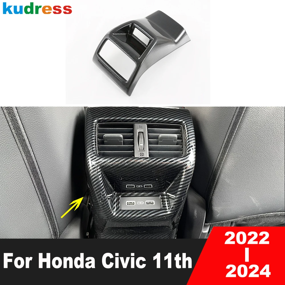 Car Armrerst Box Rear Air Condition Vent Outlet Cover Trim For Honda Civic 11th Integra Sedan 2022-2024 Interior Accessories