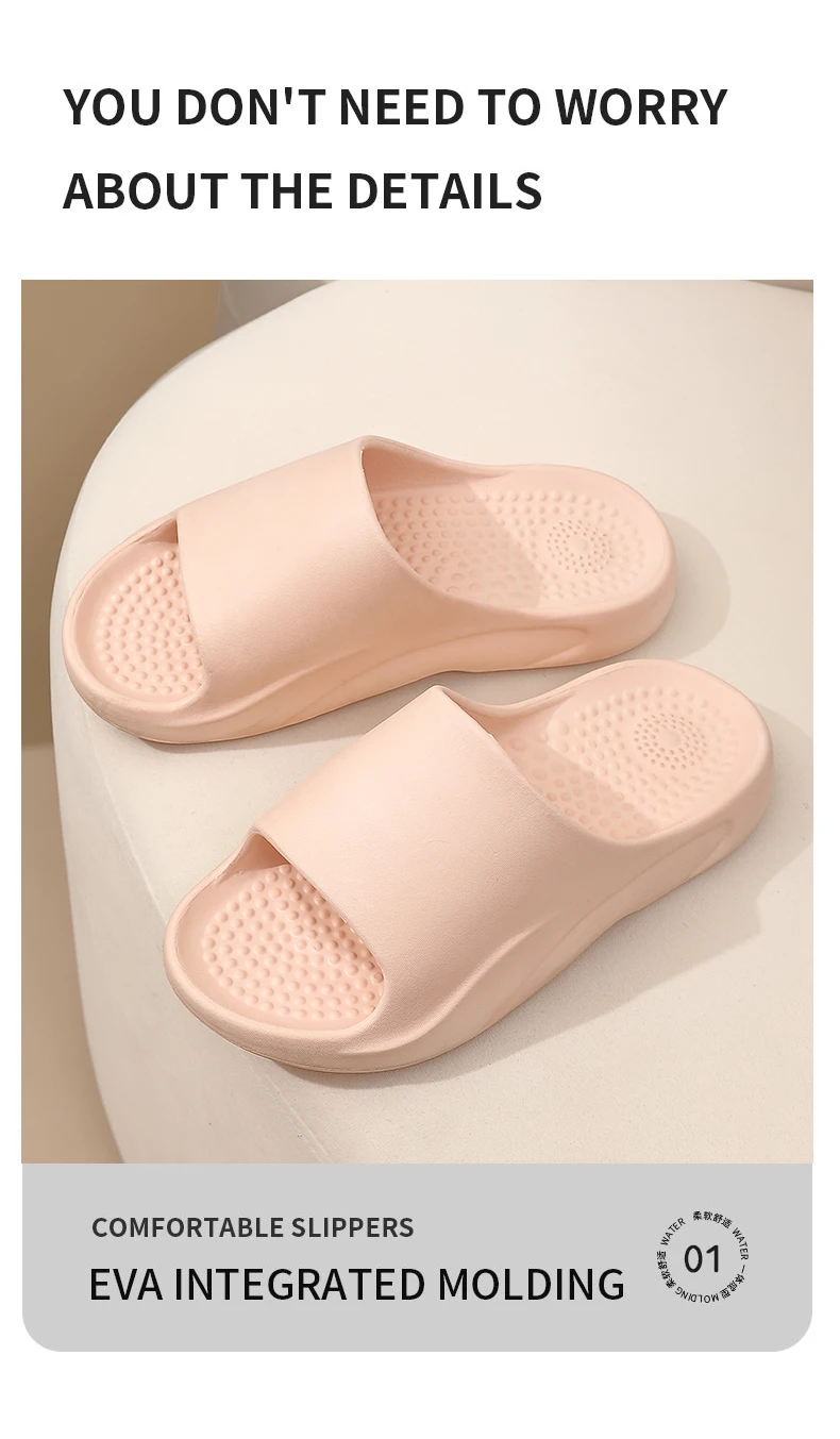 Cute Bear Summer Slippers Women Men Soft EVA Thick Platform Slides Non-Slip Quick-Drying Bathroom Shower Shoes Indoor Home Mule