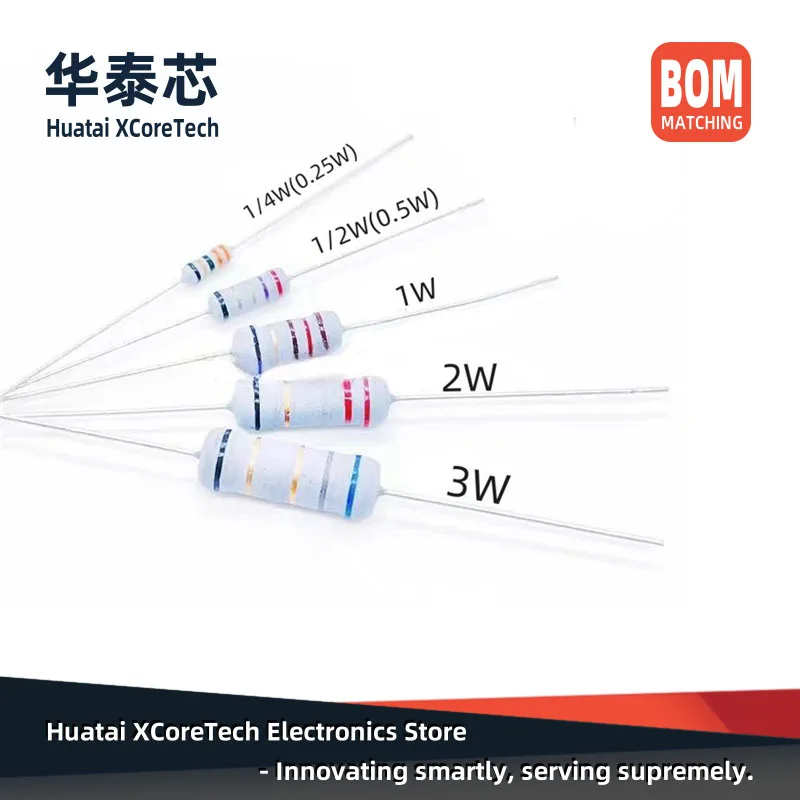 50PCS  Five color ring fuse Wirewound Resistors(KNP)1/4W(0.25W)  ±5% 0.5R(ohm) 2.2R 3.9R(ohm) 4.7R 5.1R 10R(ohm) 22R(ohm)