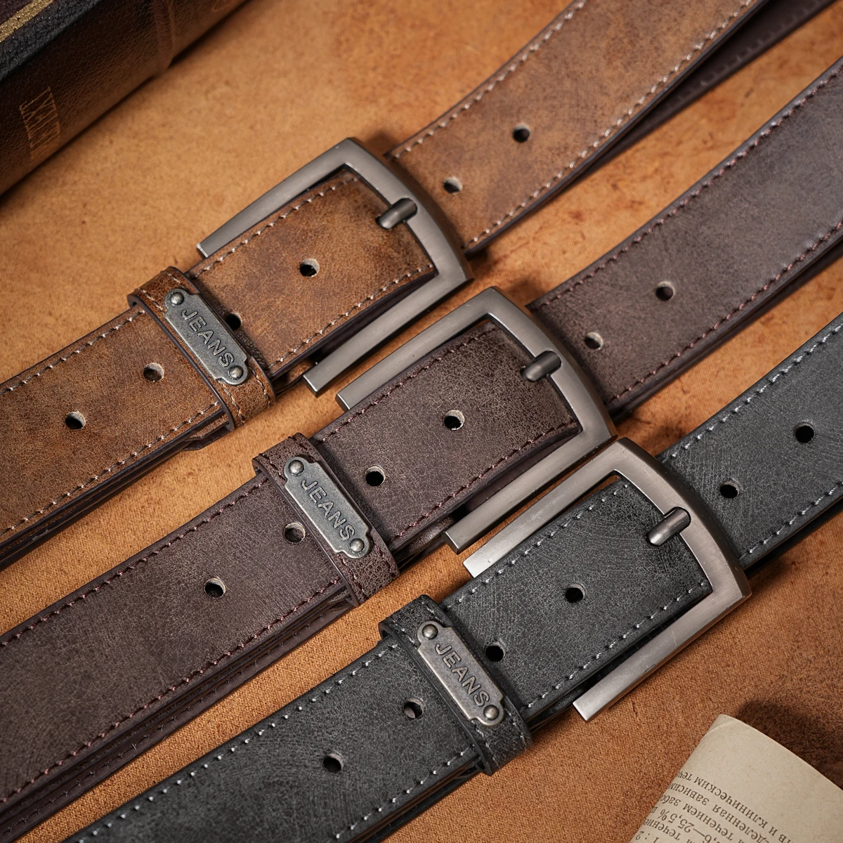 Ein lässiger, individueller und Retro-Gürtel, Bekleidungszubehör im Western-Stil, Metallschnalle, PU-Gürtel, geeignet für Männer und Frauen – Detail 13