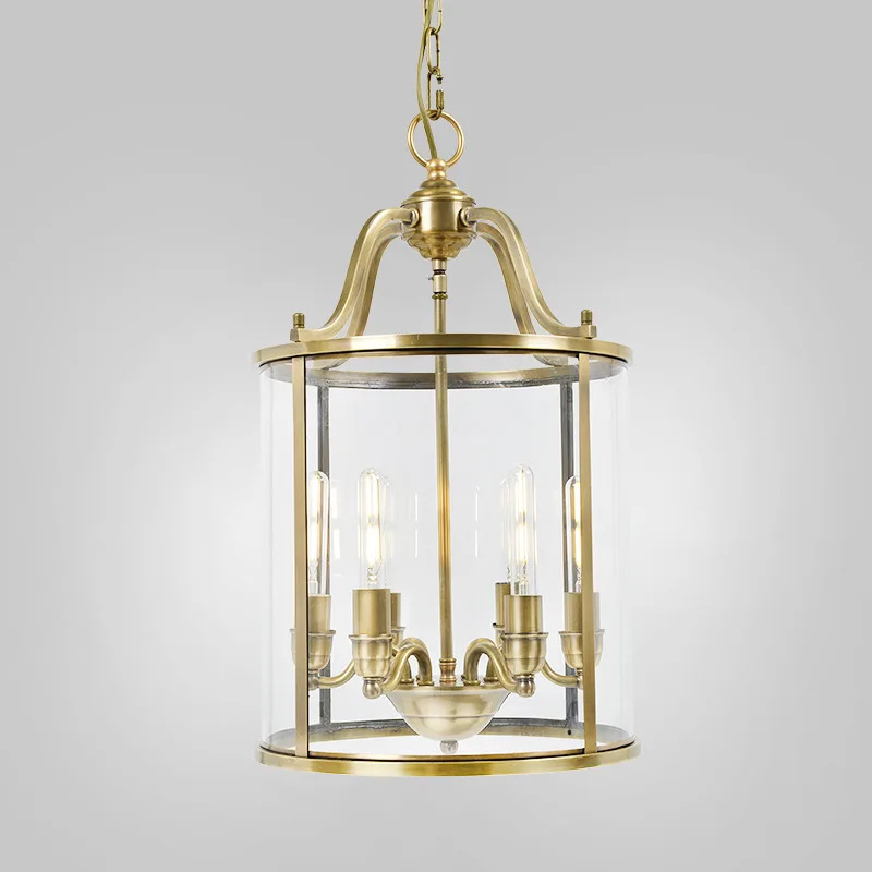 

Cylinder chandelier, American all-copper solder lamp, glass cover, atmospheric luxury hall, bedroom, aisle, restaurant, entrance