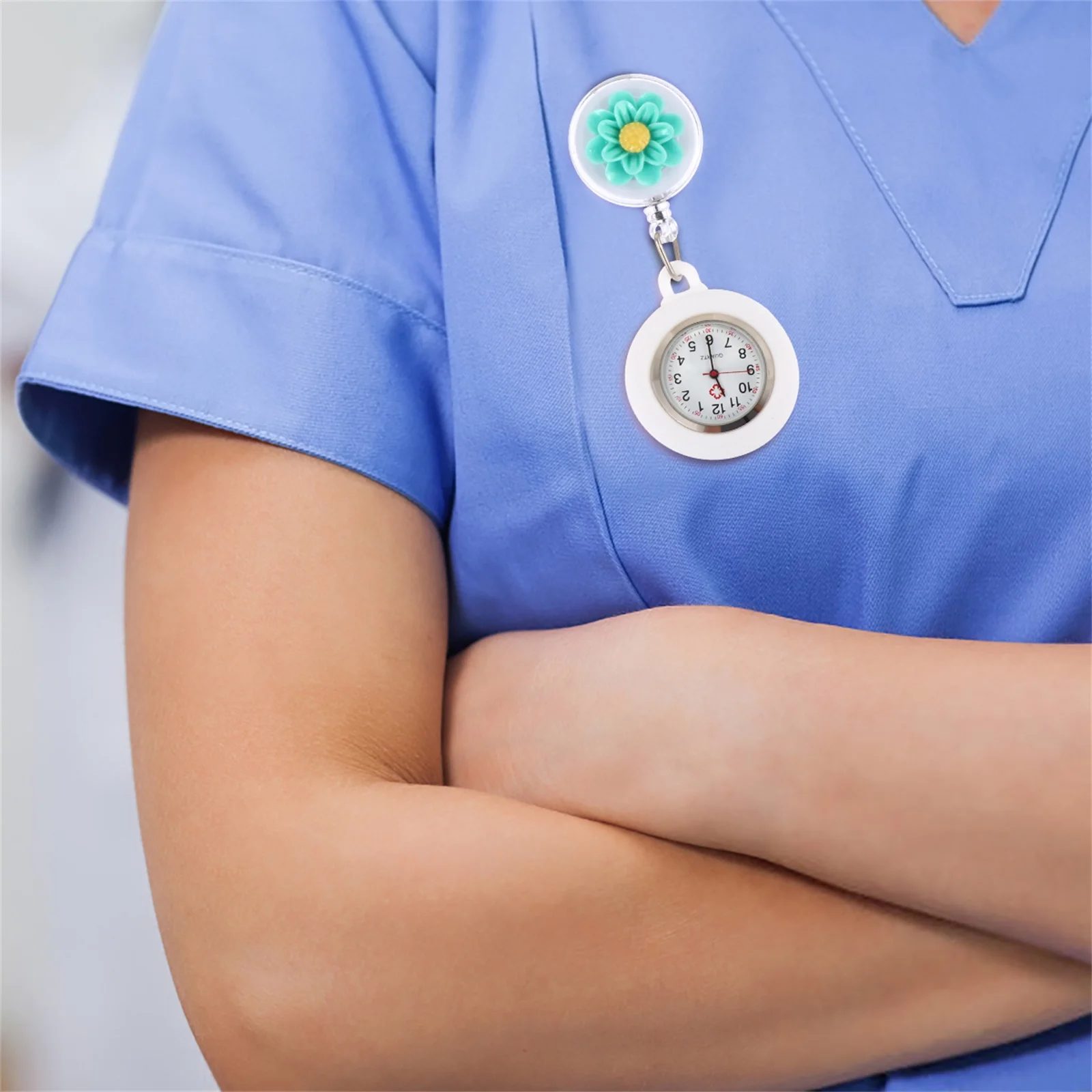 

3pcs Silicone Nurse Watch Clip Badge Quartz Pocket Timepiece For Women Portable Lightweight Safety Snap Back Work Accessory