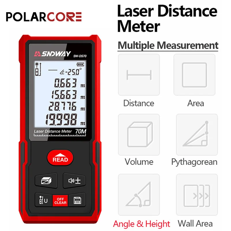 Laser Distance Meter 50/70/100/120m Digital Range Finder Electronic Level with Angle Sensor Laser Tape Trena Mini Rangefinder