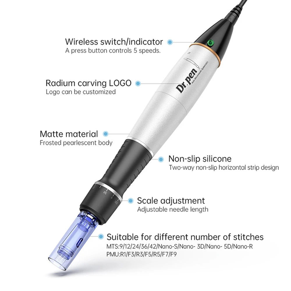 Dr.Pen Ultima A1 Microneedling Pen Professional Electric Derma Auto Pen with 2Pcs 12Pin Cartridges for Skincare CE & RoHS