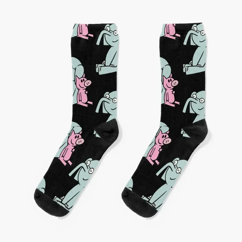 Elephant and Piggie. Gerald and Piggie. Anime transparent sticker, mo willems Socks cartoon ankle Socks Man Women's