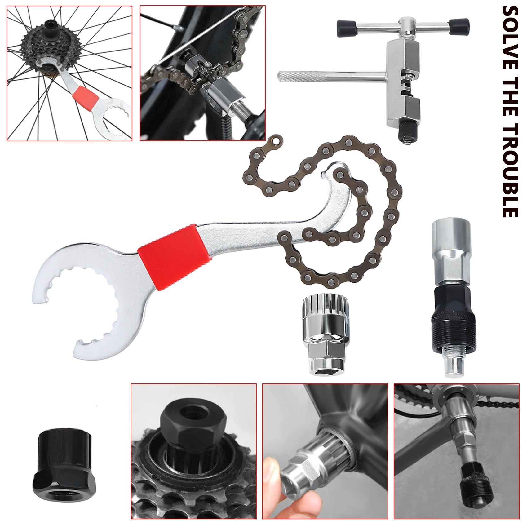 Bicicleta Repair Tool Kits Mountain Bike Cortador/Cadeia Remover/Suporte Removedor/Freewheel Remover/Manivela Extrator