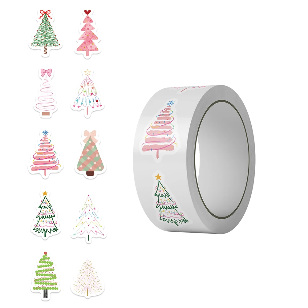 500 teile/rolle Weihnachten Baum Cartoon Dicht Aufkleber Kreative Graffiti Aufkleber Wasserdicht DIY Notebook Koffer Telefon Aufkleber Spielzeug