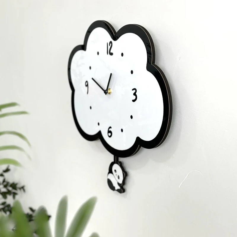 Cloud Panda Wall Clock, Creative Personality, Swinging Cartoon, Simple Clock, Suitable for Living Room, Bedroom, Modern Clocks - view 5