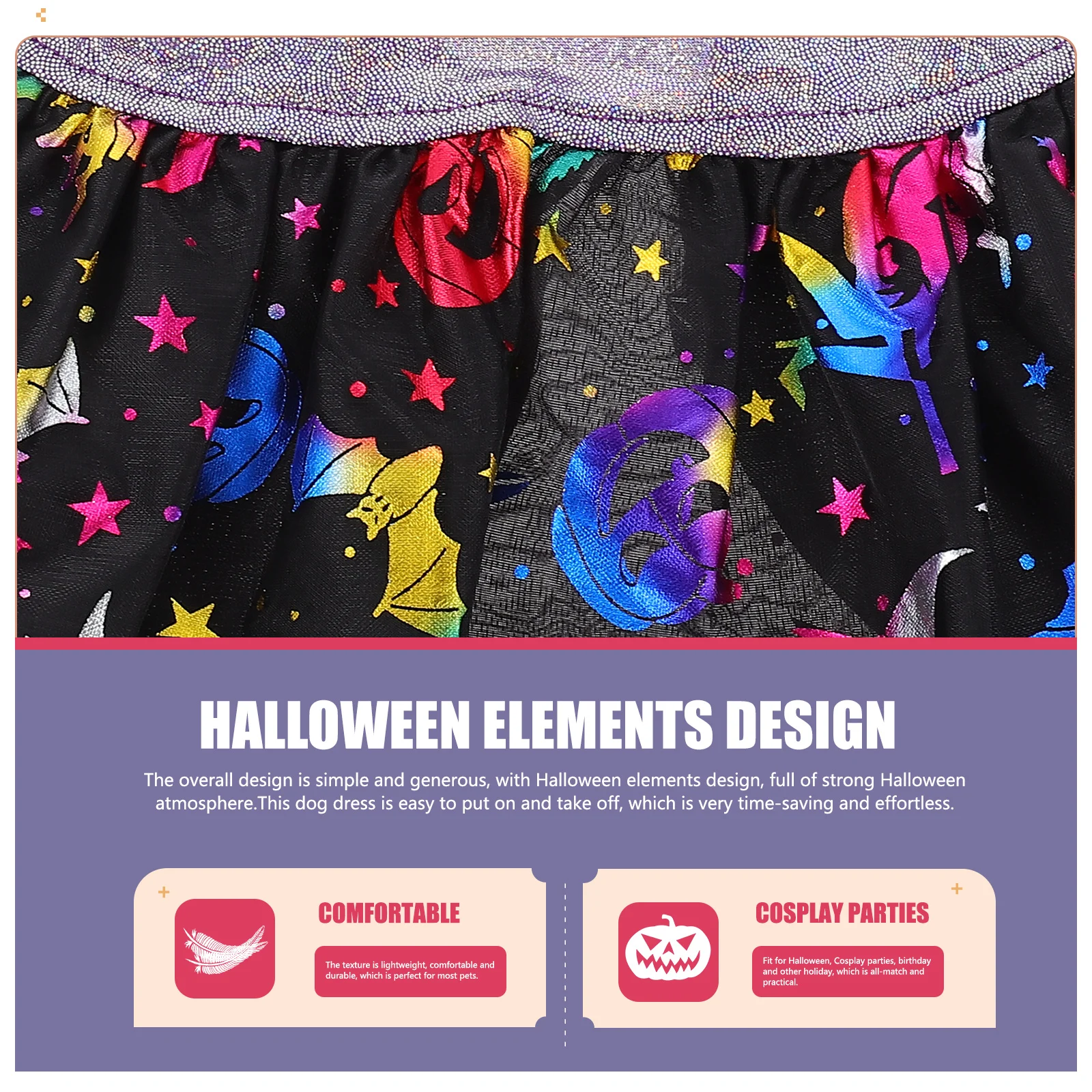 

Halloween Party Dog Skirt Spiderweb Puppy Dress Decorative Lightweight Pet Halloween Costume Dog Dress Reusable Pet Clothes