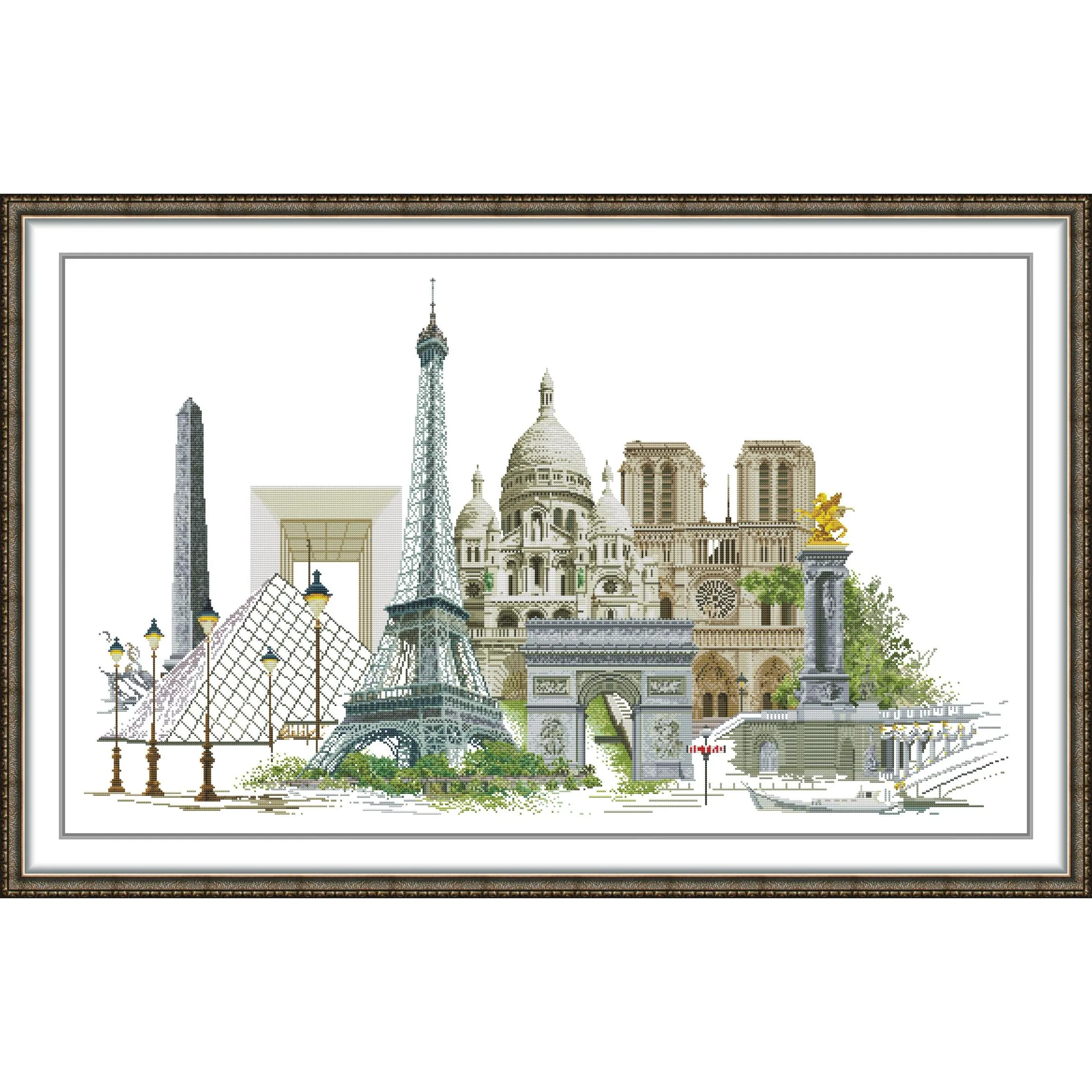 

Joy Sunday Stamped Cross Stitch Kits,11CT Printed Pattern Embroidery Kit DIY Home Decor-Landmark