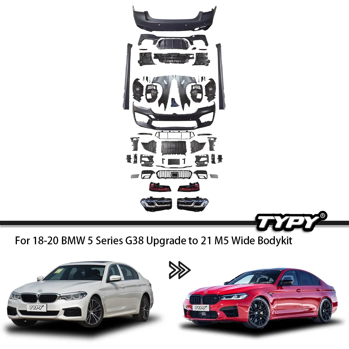 Body Kits For BMW 5 Series 2018-2020 G38 Modified 2021 M5 Styles Wide Body Kits Front And Rear Bumpers