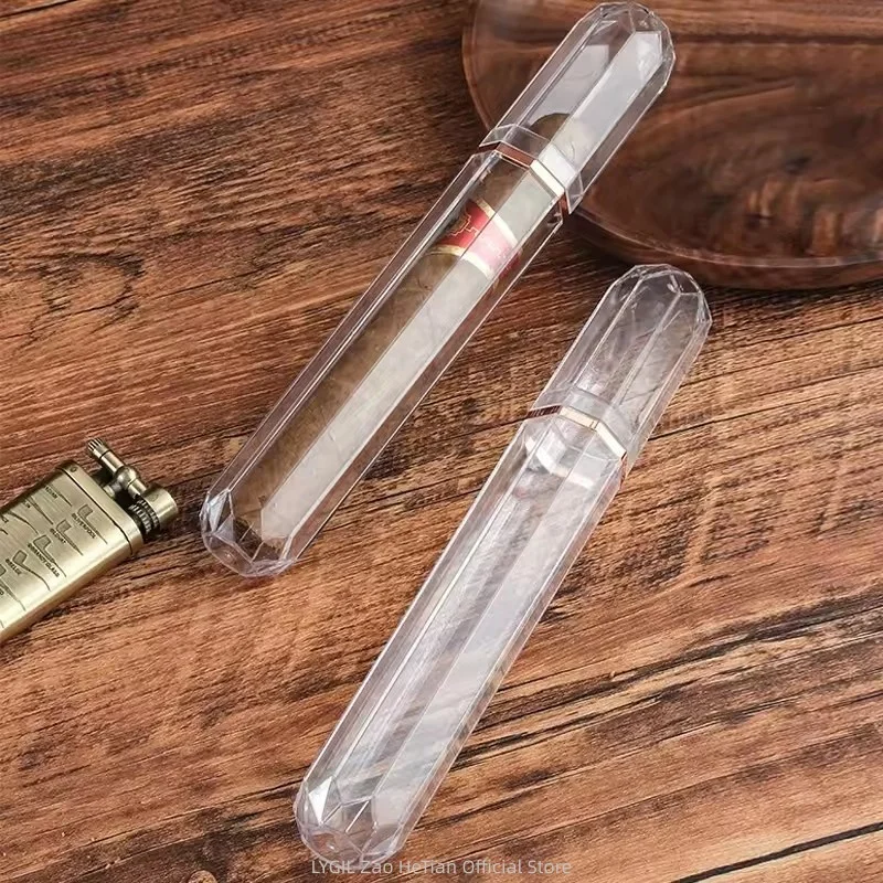 2026 New Acrylic Transparent Personalized Cigar Tube Portable Cigar Protection Case Moisture-Proof Box Cigar Accessory