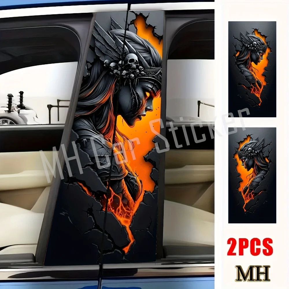 

2 упаковки, высококачественные автомобильные наклейки, наклейки на дверную стойку с узором Valkyrie, самоклеящаяся водонепроницаемая защитная пленка на стойку B, одноразовая