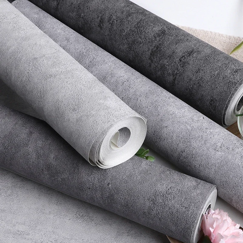 Dark Pure Plain Color Cement Gray Wallpaper PVC Matte Texture Waterproof Home Decor Living Room Bedroom Wall Paper Rolls Modern