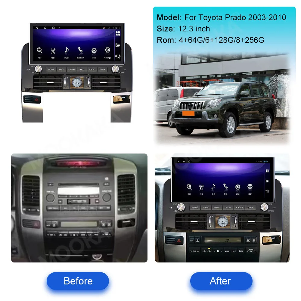 For Toyota Land Cruiser Prado 120 1998 - 2008 Lexus GX470 2002-2009 Android Car Radio 2Din Stereo Receiver Autoradio Multimedia