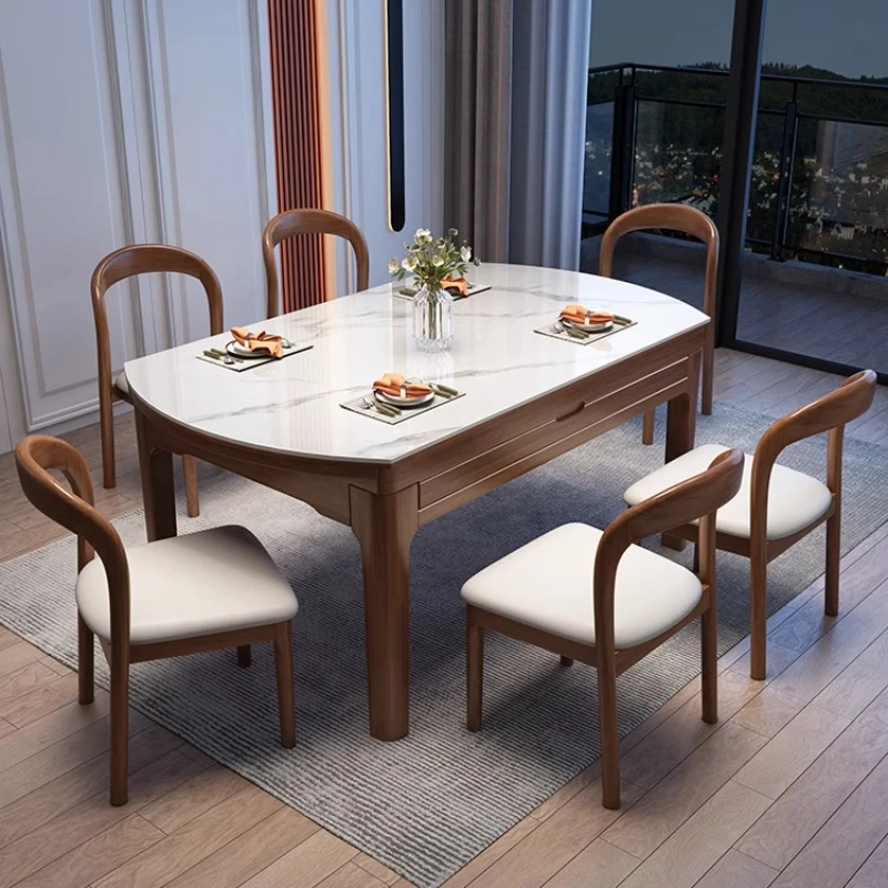 الفاخرة للطي طاولة طعام حديثة القرص الدوار الخشب قاعة المنزل طاولة طعام المطبخ للتمديد موبليس الفقرة El Hogar الأثاث #2