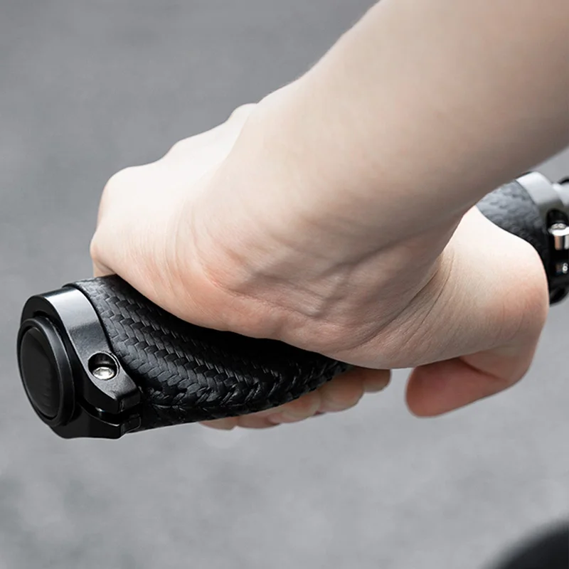 MTB Bicycle Grips Leather Shockproof Anti-Slip Bicycle Grips Ergonomic PVC Waterproof Dustproof