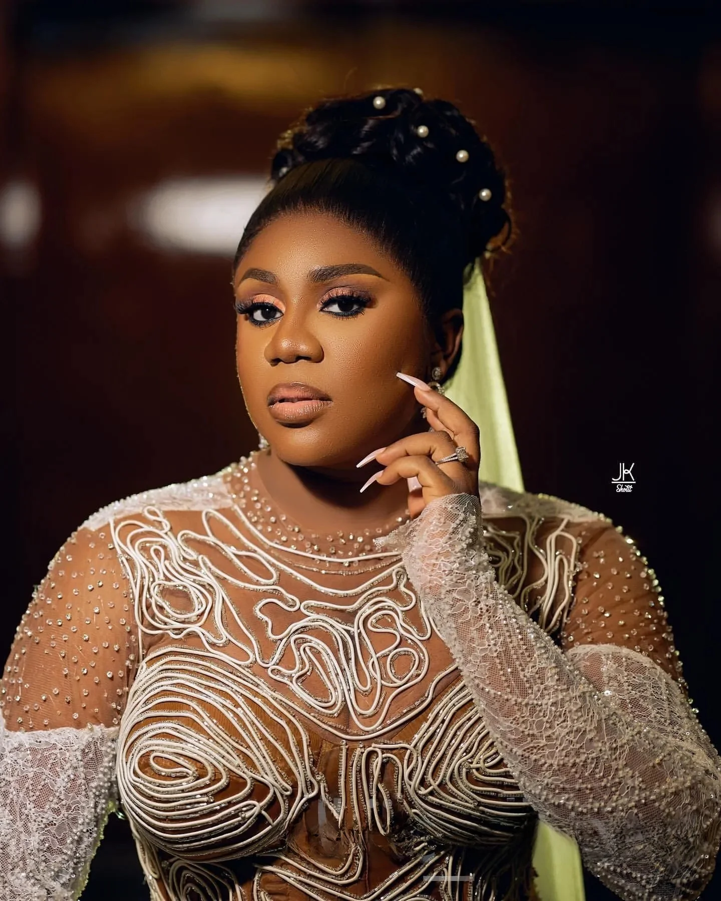 ที่กําหนดเองคํา PLUS ขนาดงาช้างชุดแต่งงานเงือกลูกปัดลูกไม้ภาพลวงตา VINTAGE ชุดเจ้าสาวชุด