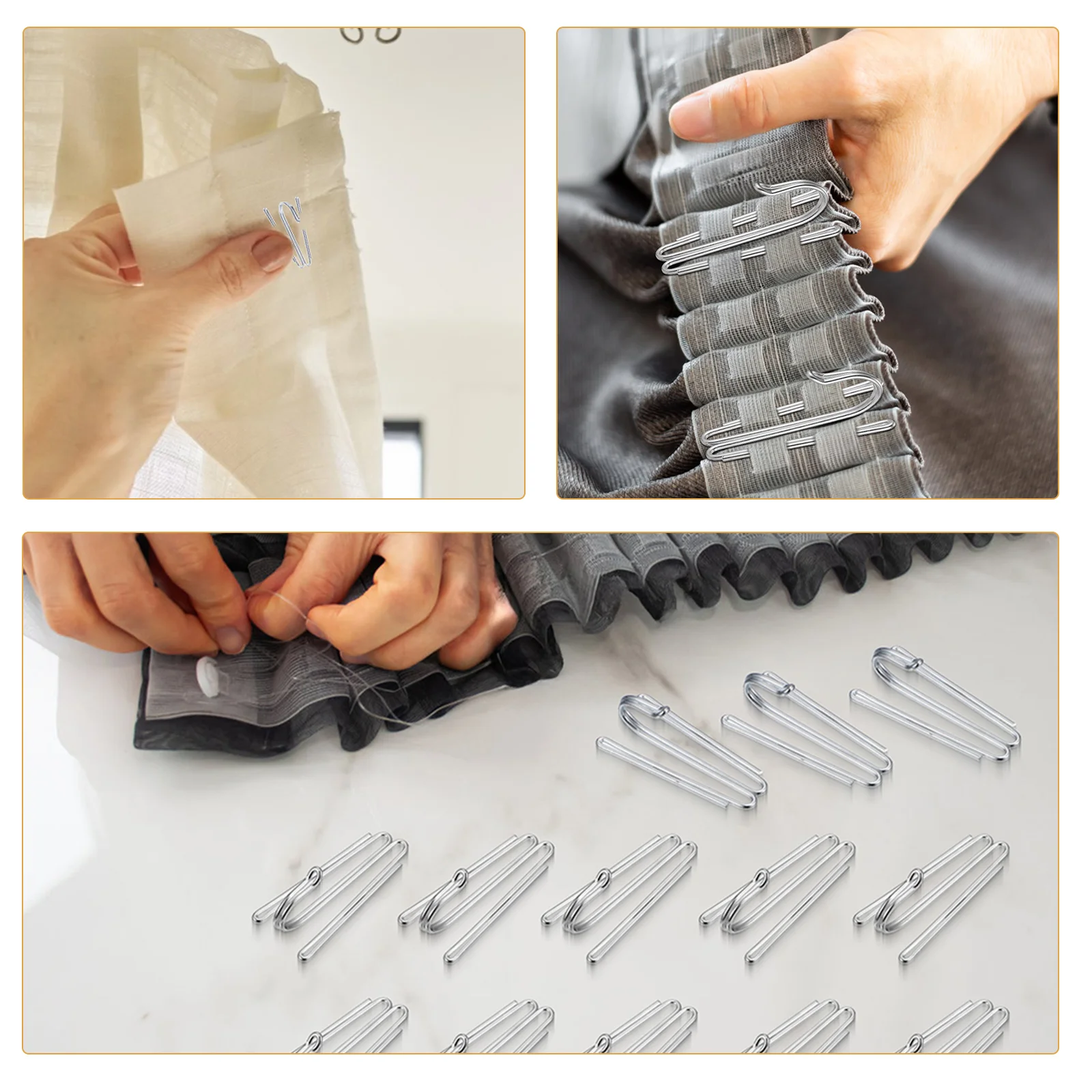 40 قطعة السنانير الطية الستار الفولاذ المقاوم للصدأ الثقيلة الستائر المعدنية دبابيس ل مطوي الستائر نافذة باب الحمام 4 الشق تصميم