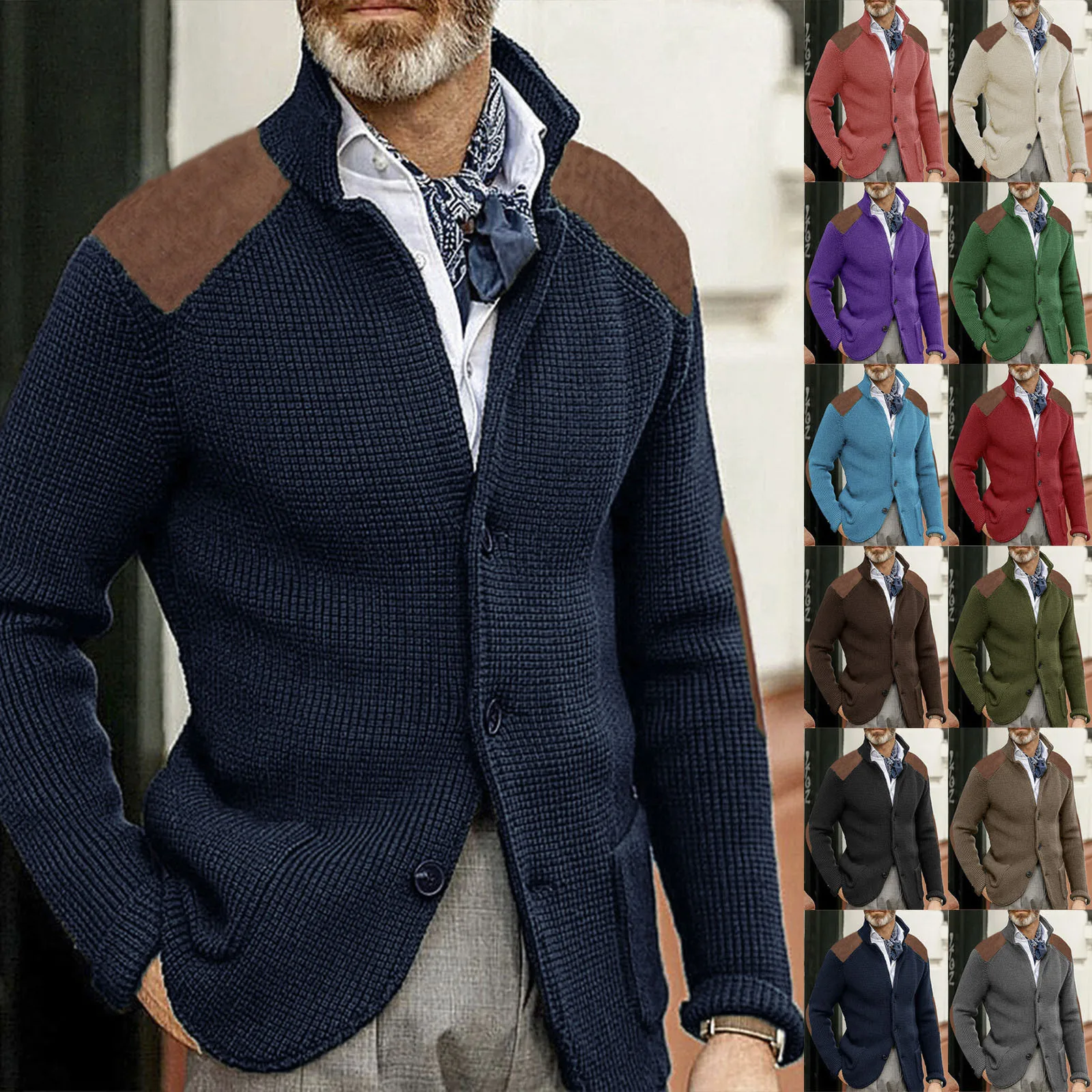 Abbigliamento da uomo in stile britannico Cardigan in maglia autunno inverno nuova moda monopetto nero colletto alla coreana maglione lavorato a maglia cappotti da uomo