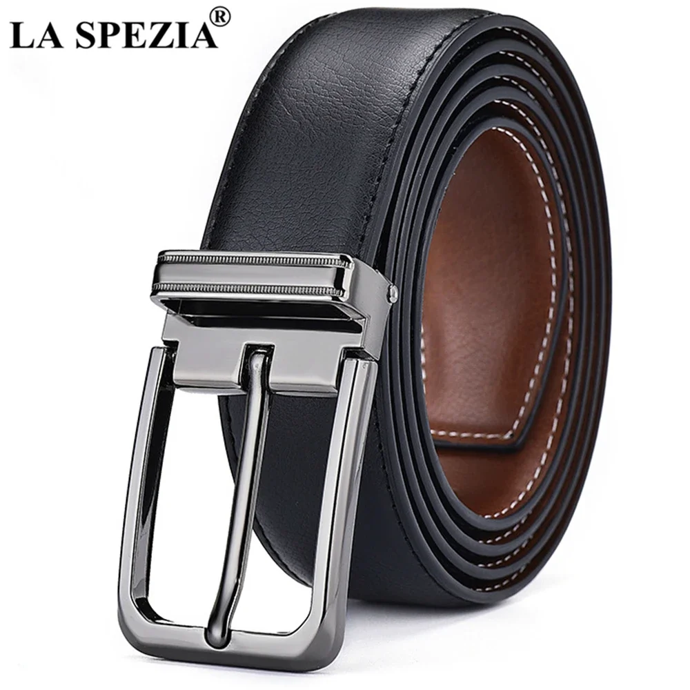New Design Genuine Leather Men Belt Double Sided Brown Black Men Casual High Quality Belt Pin Buckle Cowskin Belt for Men Formal