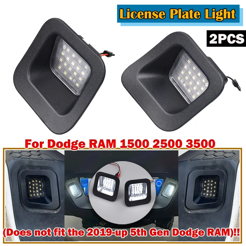 Car Rear License Plate Lights LED License Number Plate Lights for Dodge Ram 1500 2500 3500 2003-2018