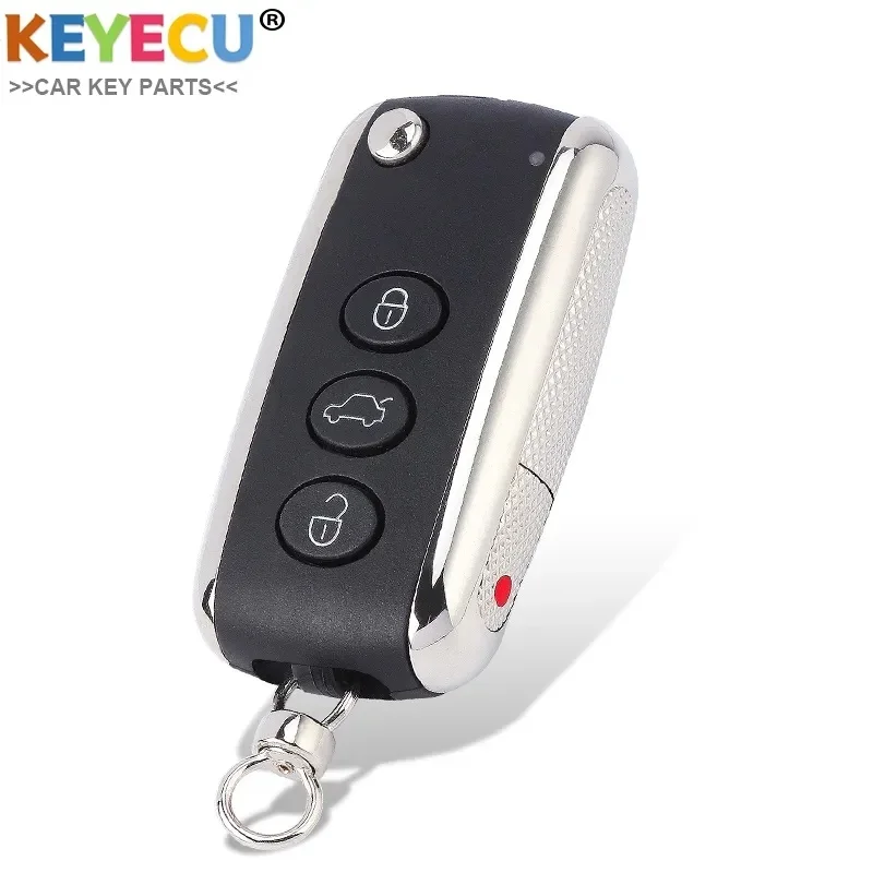 KEYECU Flip Folding Remote Auto Car Key Shell Case for Bentley Continental GT GTC Flying Spur, Fob 3+1 4 Buttons - KR55WK45032