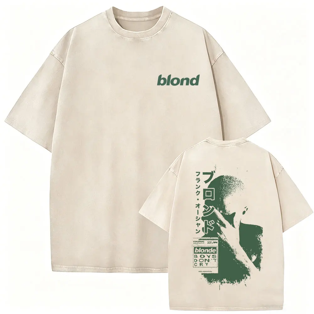 Vintage Washed Rapper Frank Merch 2026 T-shirt Ocean Retro T Shirts Blond Hip Hop Fashion Pop Music T-shirts Men's Streetwear