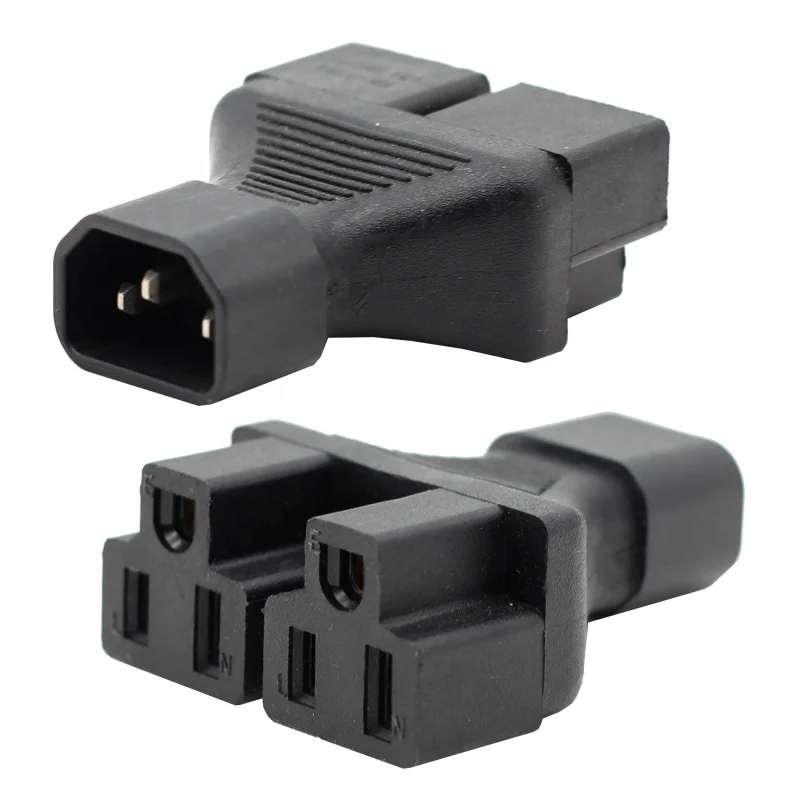 

C14-5-15R C13 AC Power Adapter IEC320 C14 To Nema US 5-15R C13 Y Spliter Wire Connector Converter Socket Conversion Plug