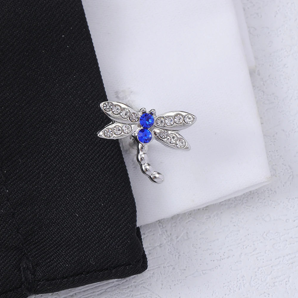 Mens Dragonfly Shaped Crystal Cufflinks Insect Sleeve Button For Shirt Suit Tuxedo Blouse Jewelry