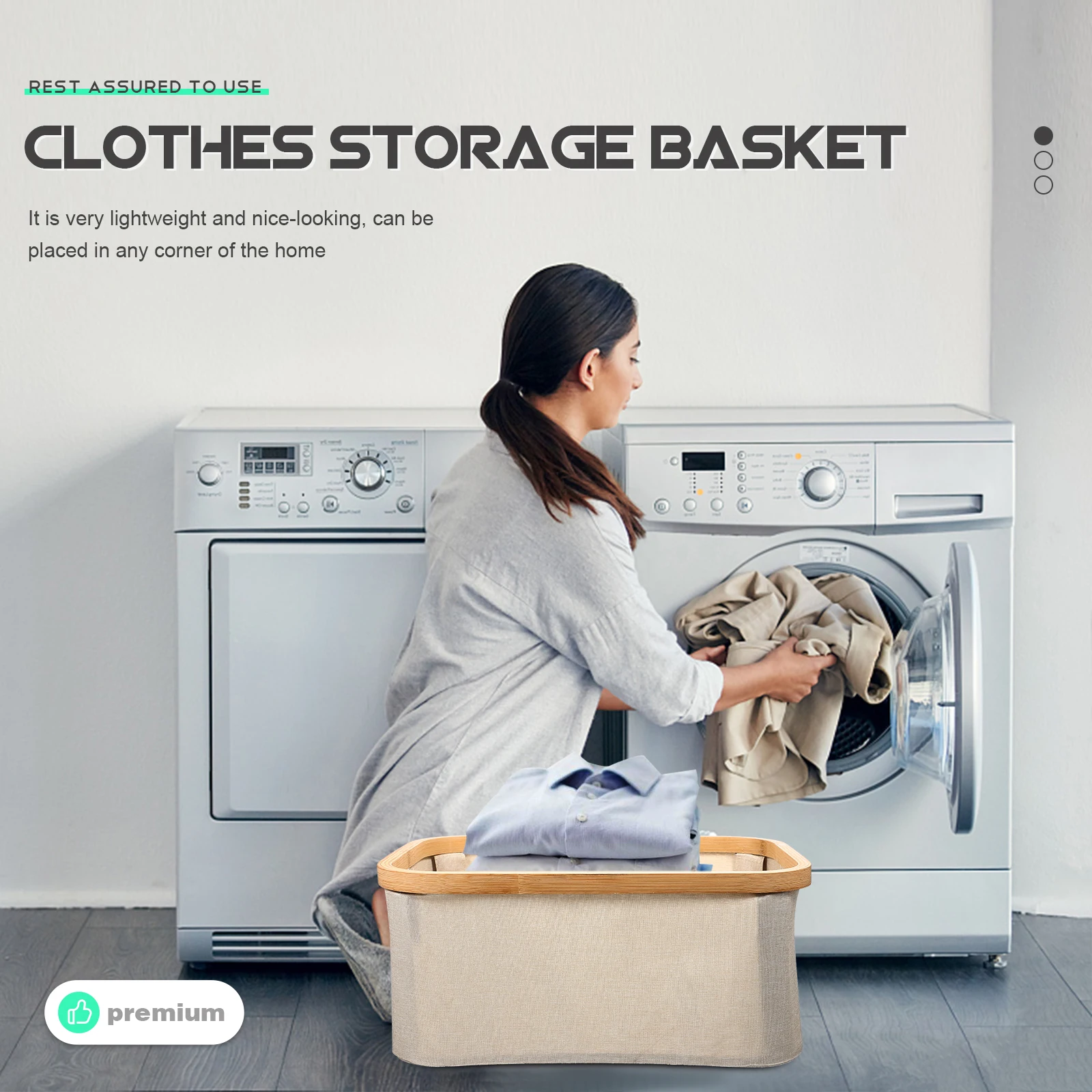 

Home Dirty Clothes Foldable Laundry Basket Organizer Storage Pouch Practical for Bedroom Living Room Hotel Travel