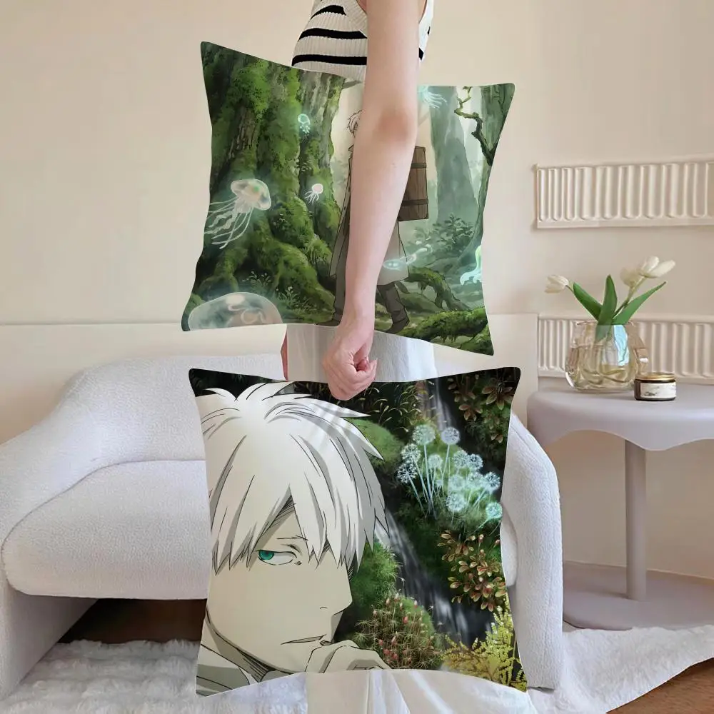 Mystical Japan Anime Casual M-Mushishi Cushion Cover Washable Faux Linen for Daily Use Sofa Home Room lightweight Decor view 2
