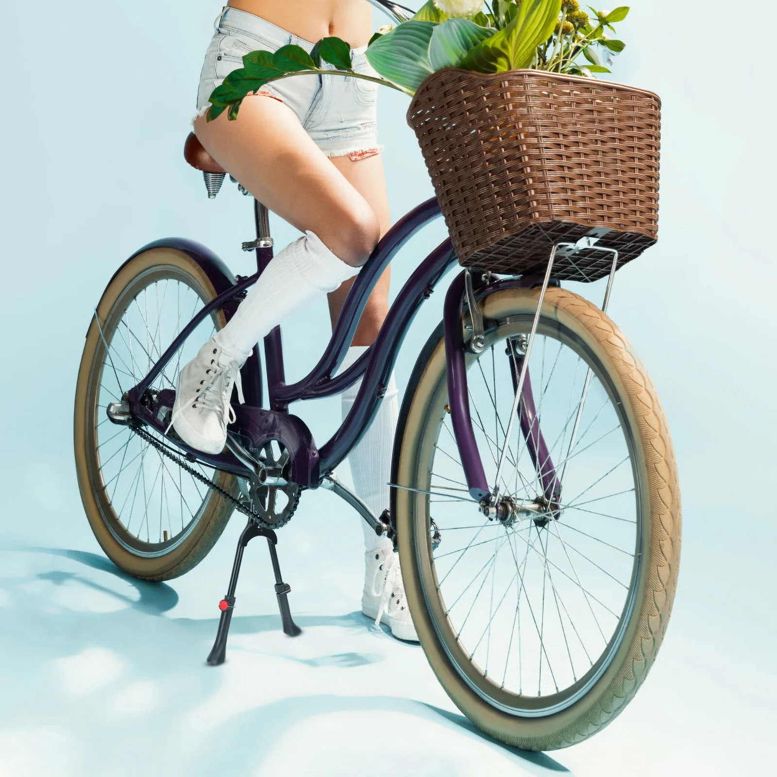 Durable Metal Bike Kickstand Double Leg Adjustable Bicycle Support Practical Wear-Resistant Kickstand for Mountain Sports Bike