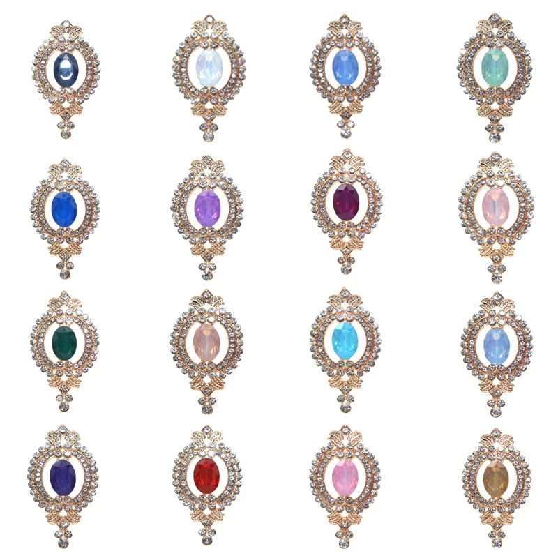 

Exquisite 27*48mm 5pcs Alloy Rhinestone Buttons Wedding Decoration Diy Flat Back Clothing Scrapbook Craft Supplies