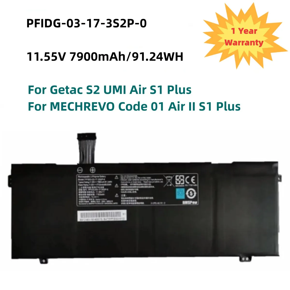 PFIDG-03-17-3S2P-0 Laptop Battery For Getac S2 UMI Air S1 Plus For MECHREVO Code 01 Air II S1 Plus PFIDG-00-13-3S2P-0 91.24WH