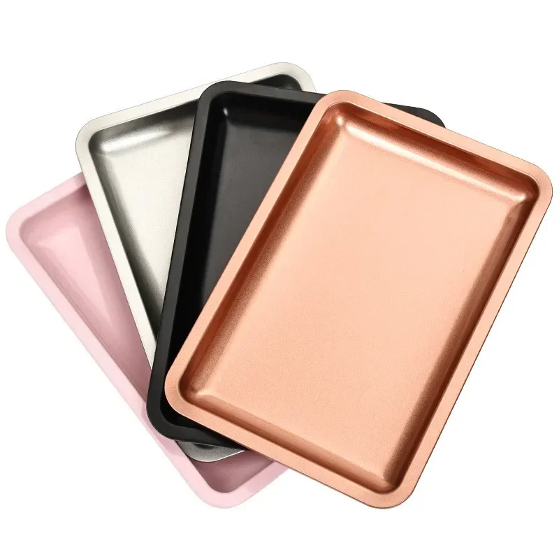 Square Nail Brush Storage Tray Stainless Steel Equipment Dish Decor Cosmetic Dental Tattoo Metal Storage Manicure Tray Tool