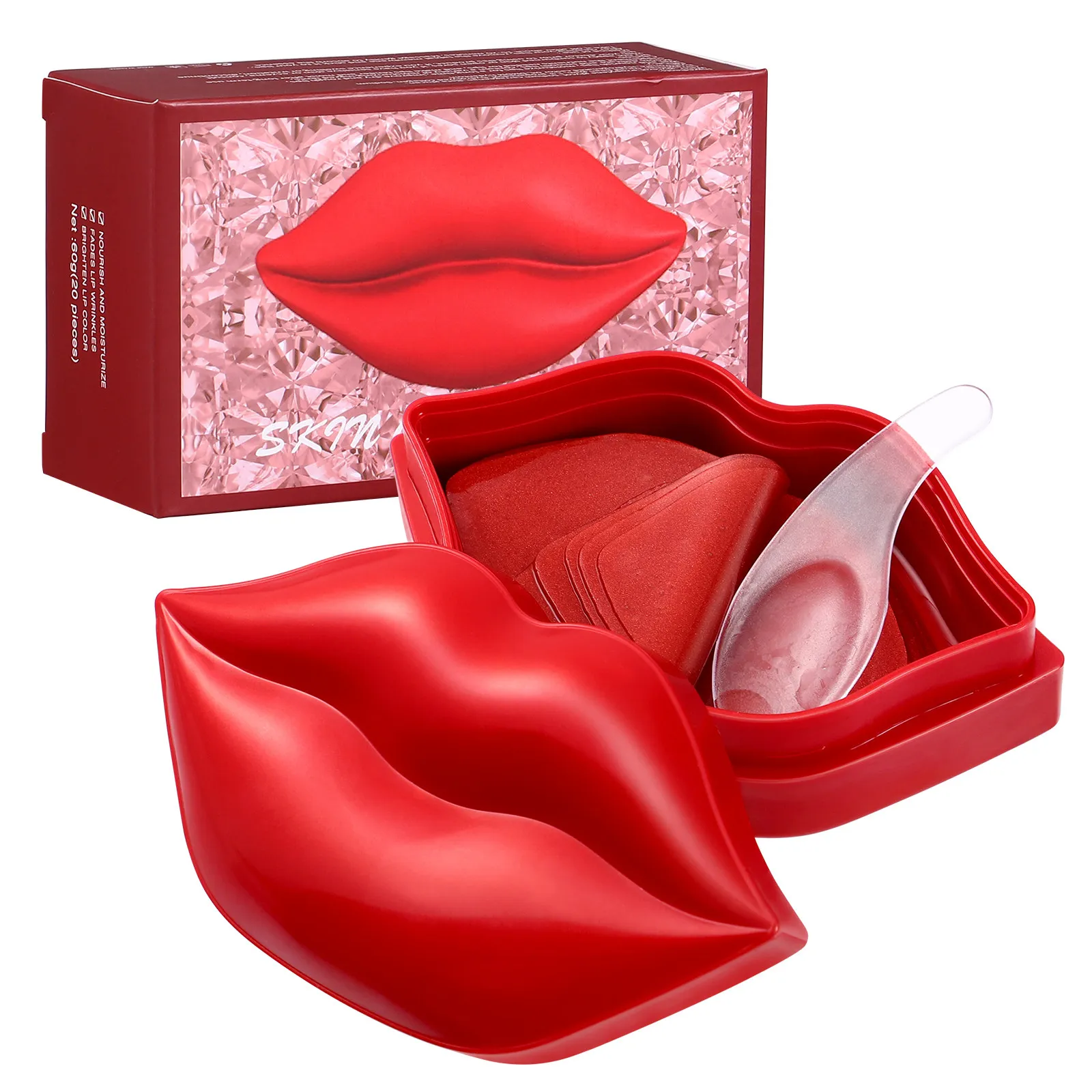 20Pcs Lip Mask Gel Pads for Dry Lips Moisturizing Wrinkle Resistance Softening Hydration Lip Care Treatment Gift for Women